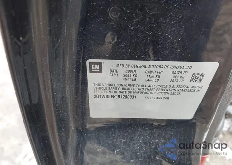 2011 Chevrolet Impala Lt z USA, uszkodzony, nr VIN 2G1WB5EK0B1280031